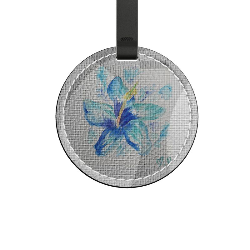 Blue Hibiscus Leather Charm