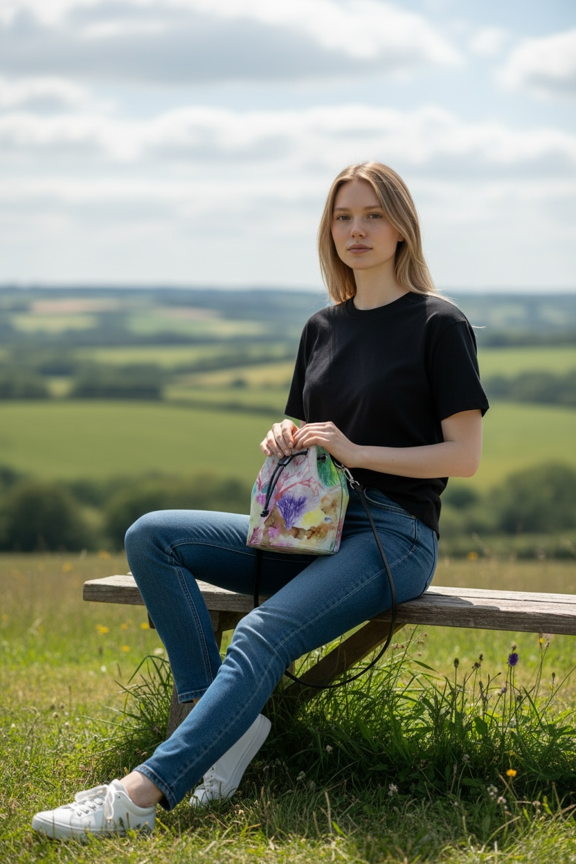 Ocean Dreamscape - Leather Bucket Bag