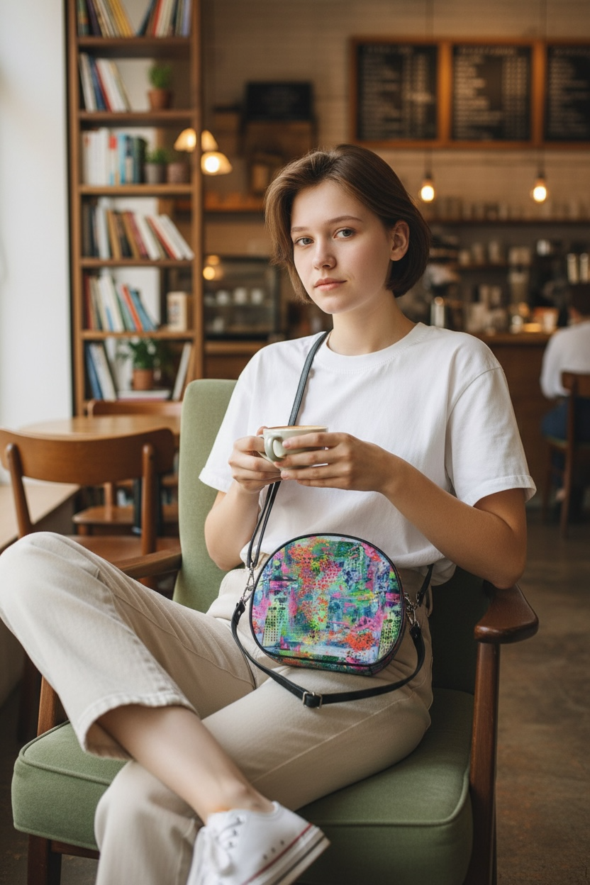 Bright Happy Round Leather Purse