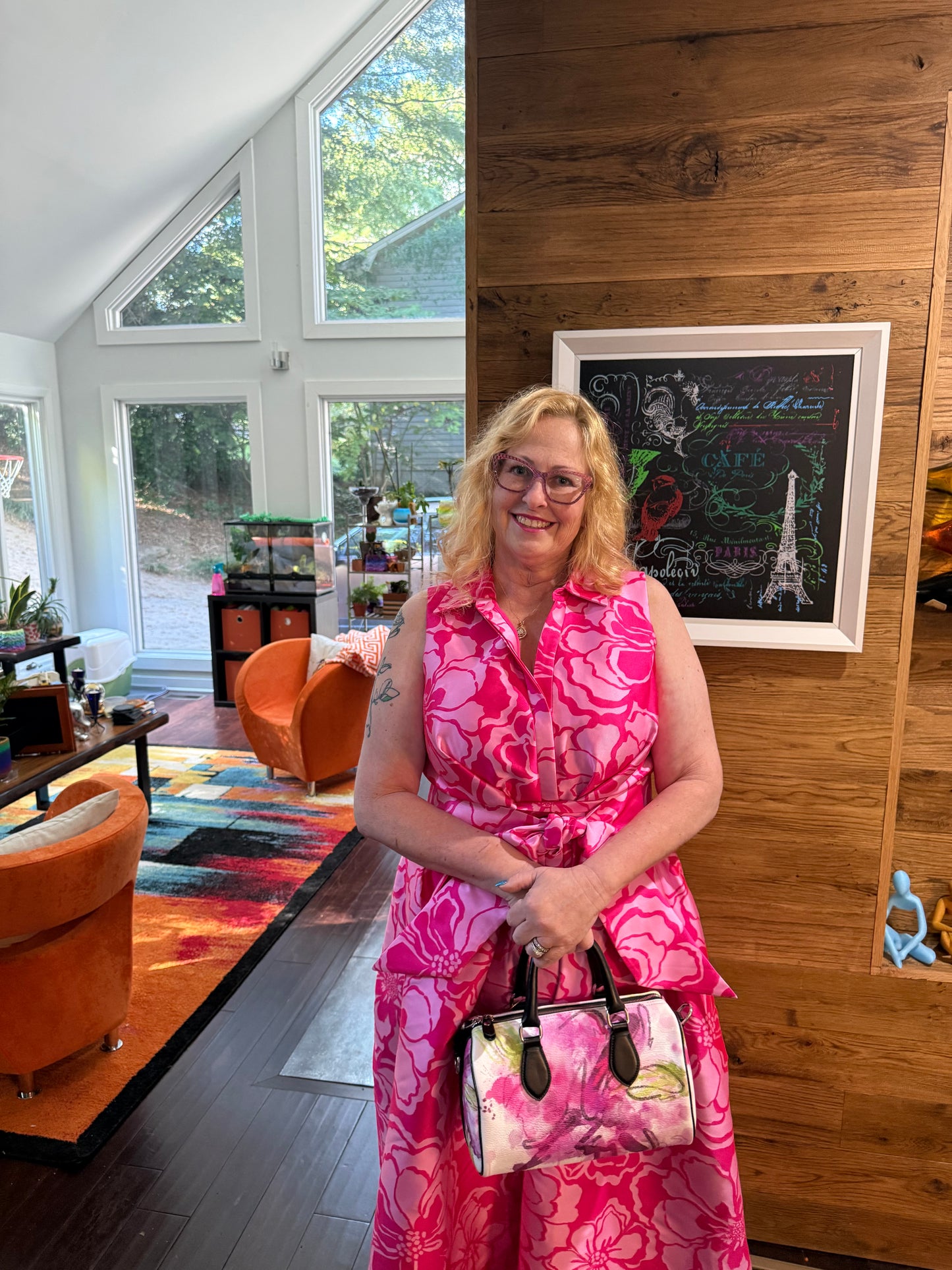 Pink Floral Limited Edition Mini Leather Barrel Bag