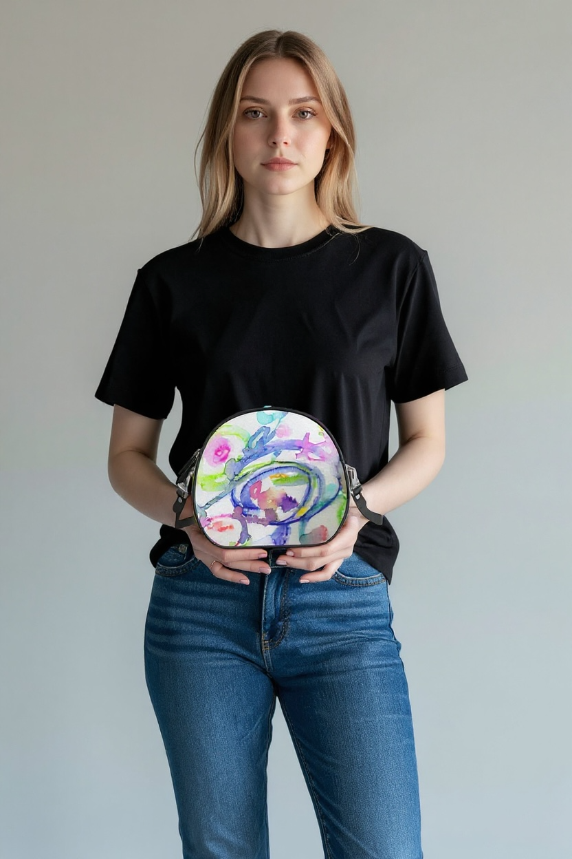 Neon Play - Leather Round Crossbody Purse