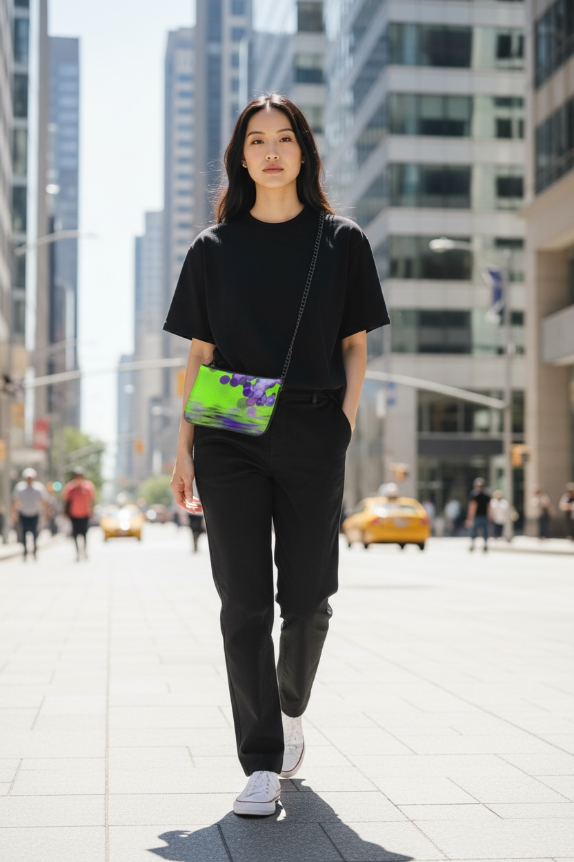 Lime and Grape Leather Pochette