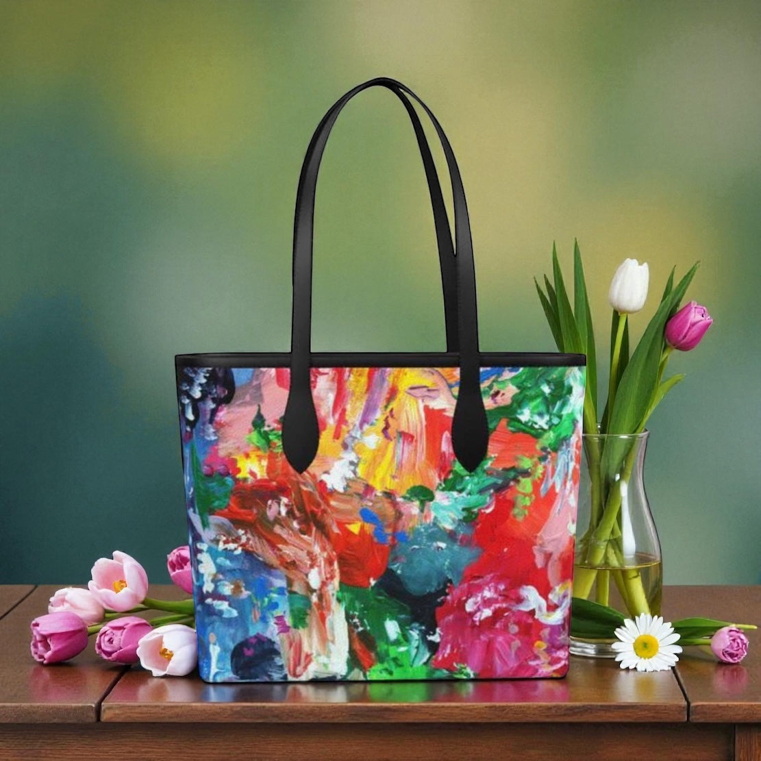 City Lights Leather Shopper Tote Bag