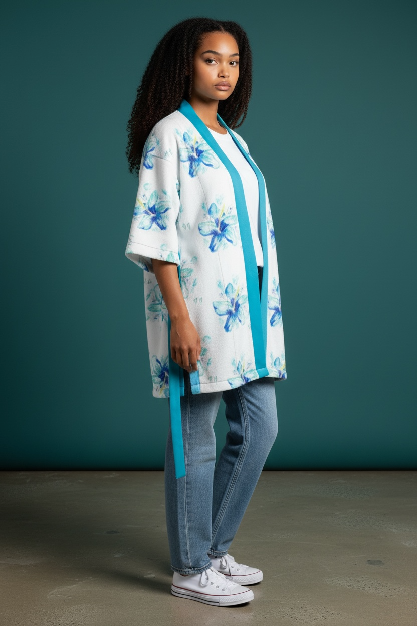 Blue Hibiscus Kimono