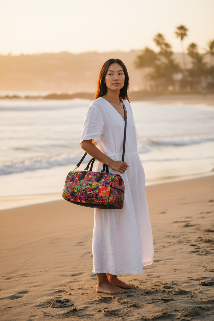 Shades of Fall Leather Large Barrel Bag