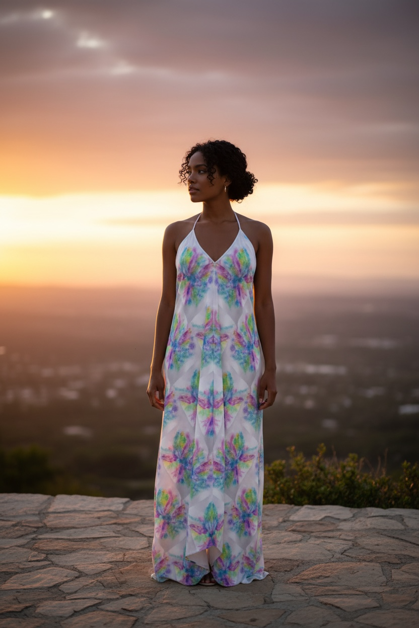 Gossamer in Flight - Silk Halterneck Backless Dress
