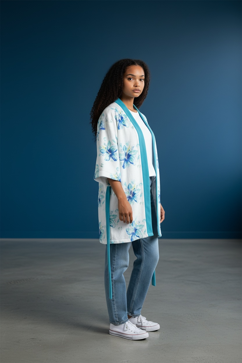 Blue Hibiscus Kimono