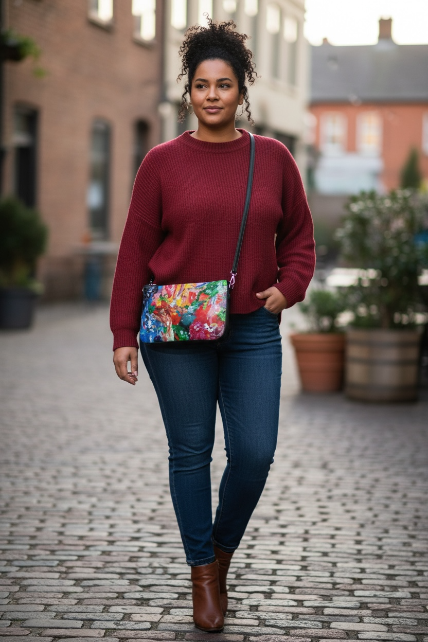 City Lights - Leather Pochette Double Zip Bag