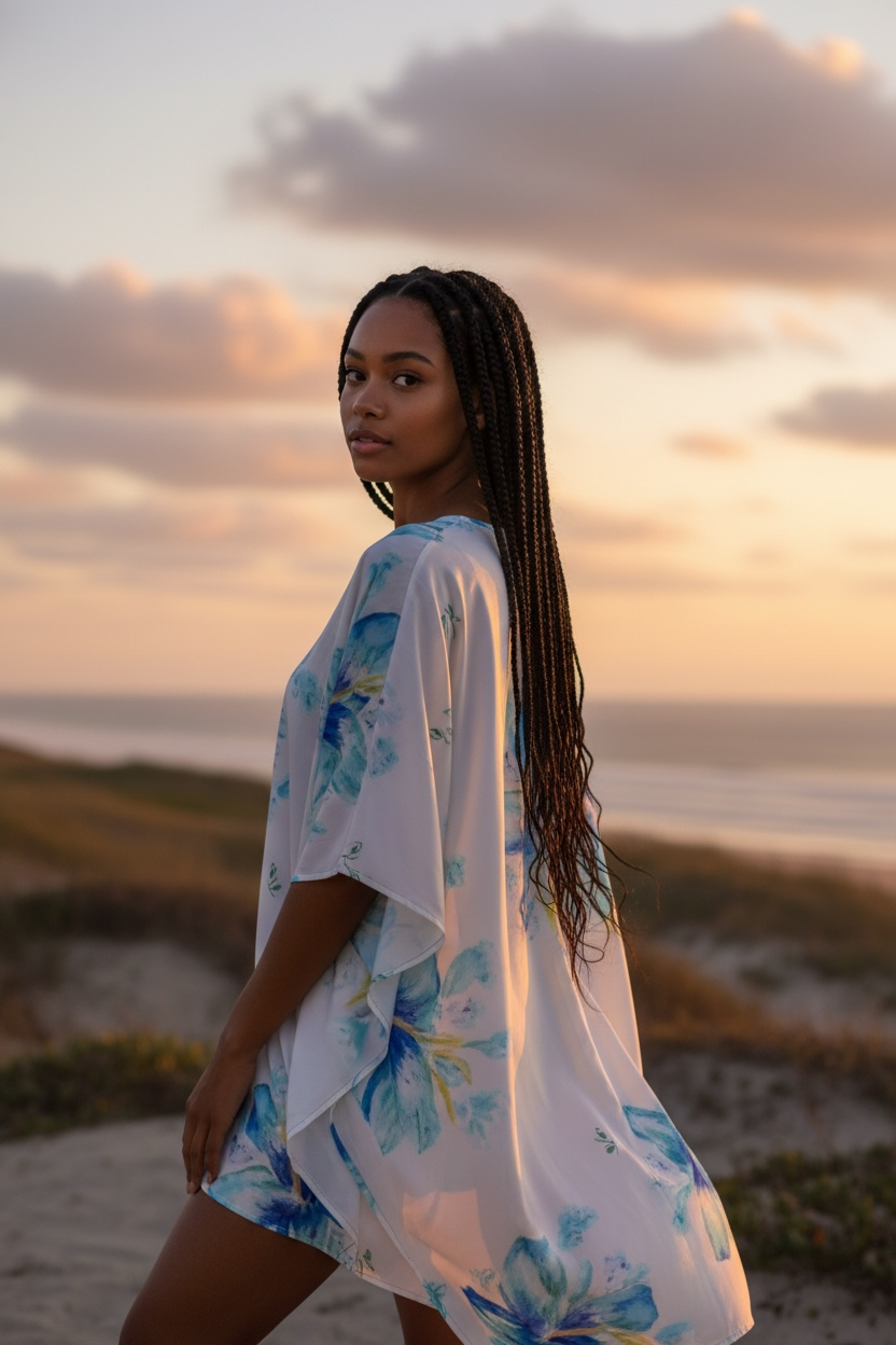 Hibiscus in Blue - Caftan