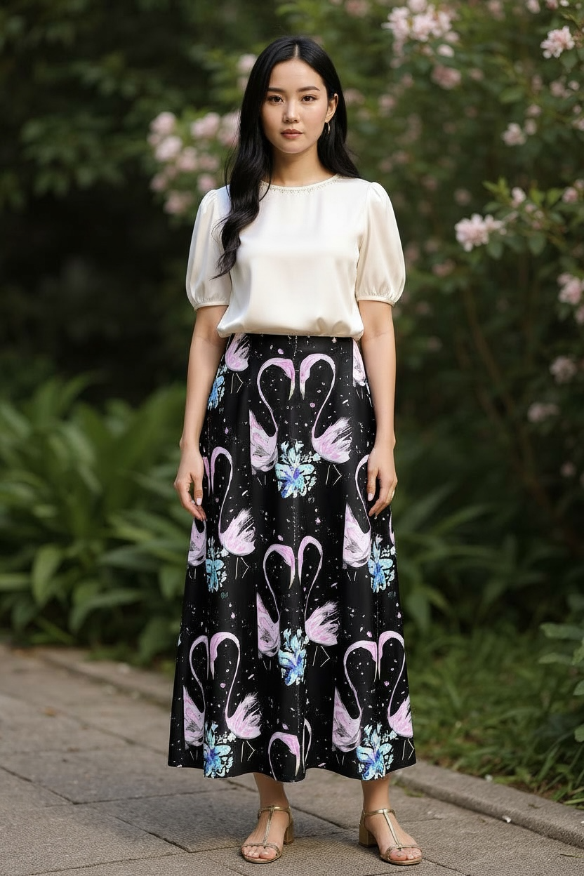 Tropical Nocturne - Midi Skirt