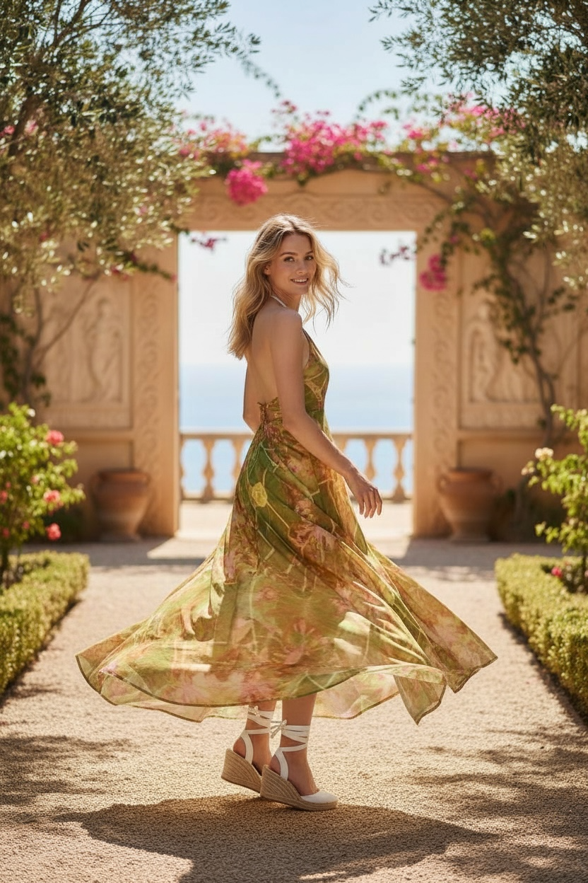 Gilded Ambience - Halter Neck Backless Dress