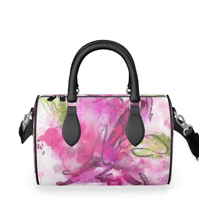 Pink Floral Barrel Handbag