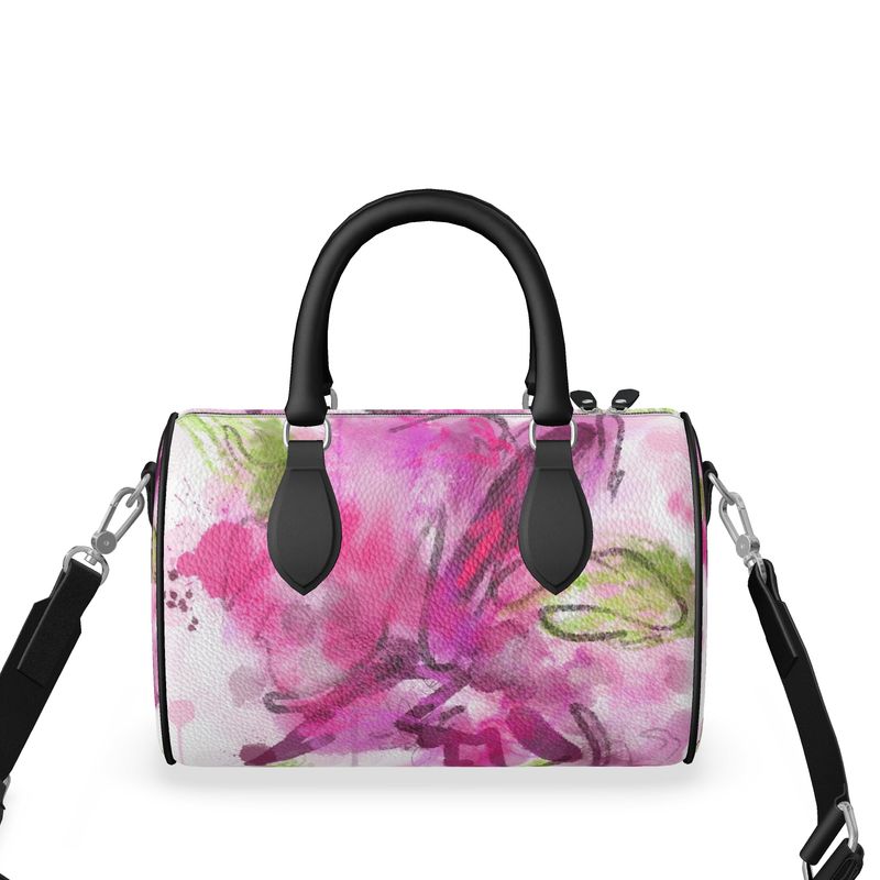 Pink Floral Barrel Handbag