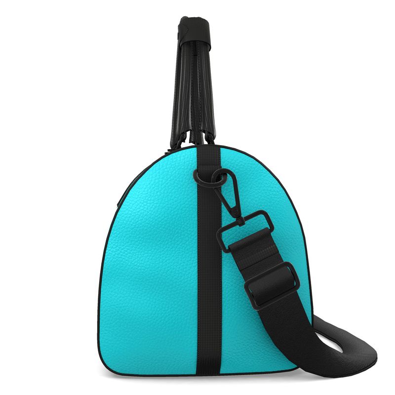 Blue Hibiscus Leather Duffle