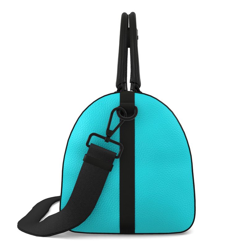 Blue Hibiscus Leather Duffle