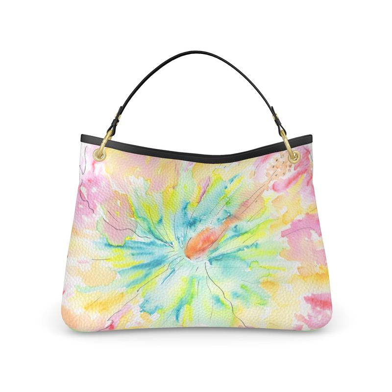 Hibiscus Love Leather Slouch Bag
