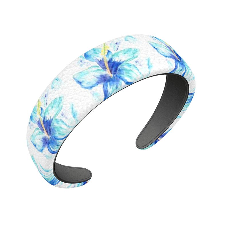 Blue Hibiscus Leather Headband