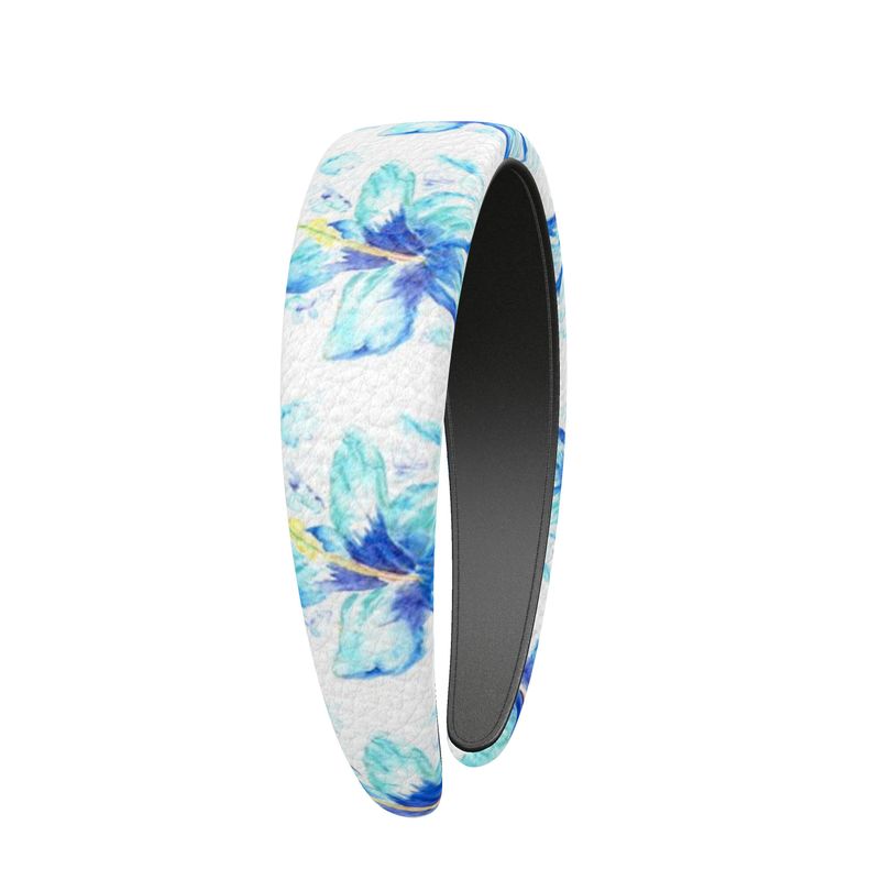 Blue Hibiscus Leather Headband