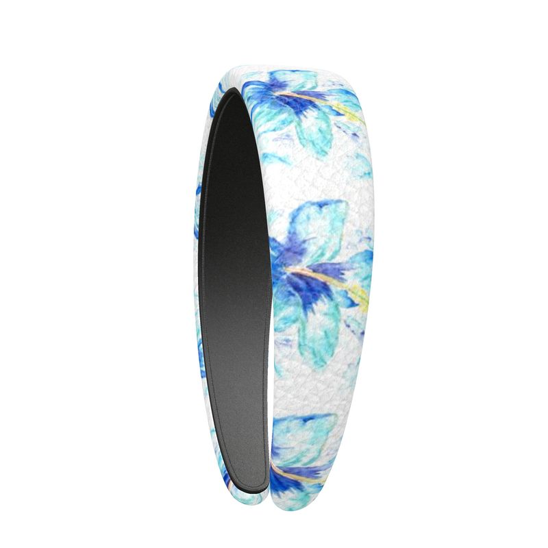 Blue Hibiscus Leather Headband