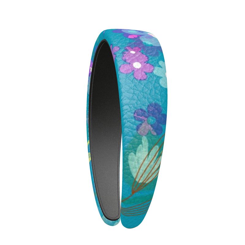Teal Garden Leather Headband