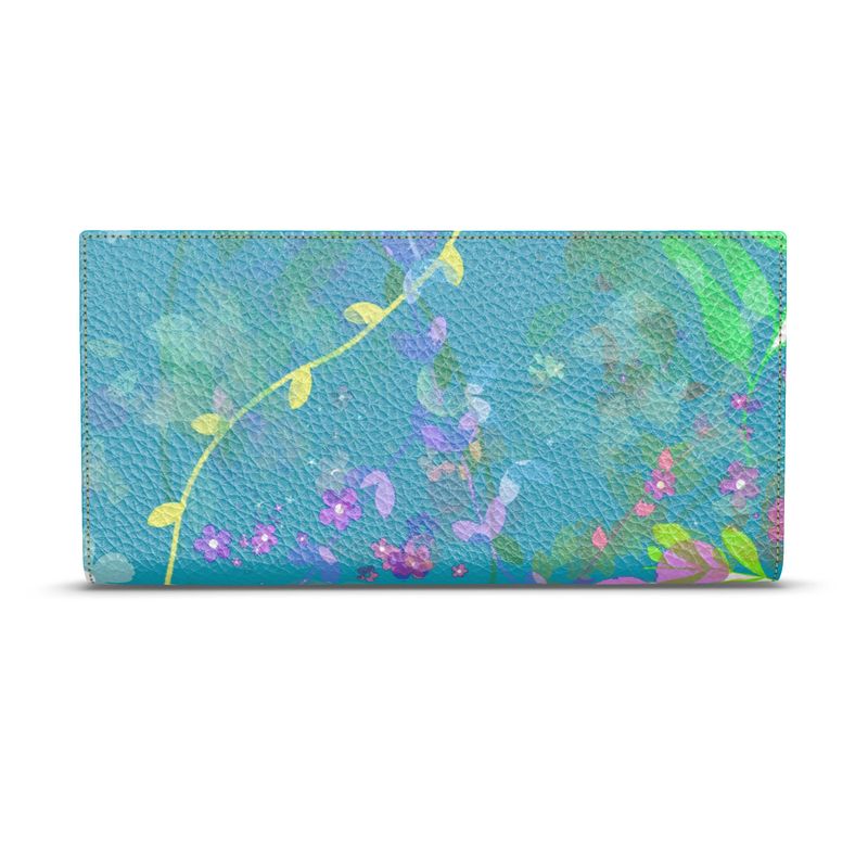 Teal Garden Leather Travel Wallet