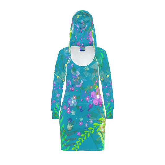 Teal Garden Hoodie Dress