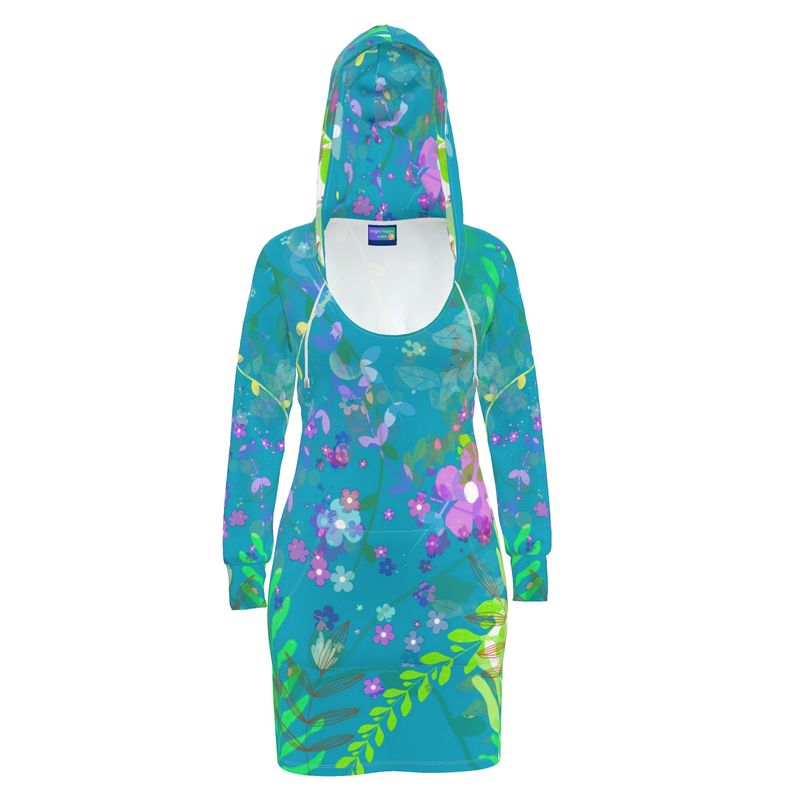 Teal Garden Hoodie Dress