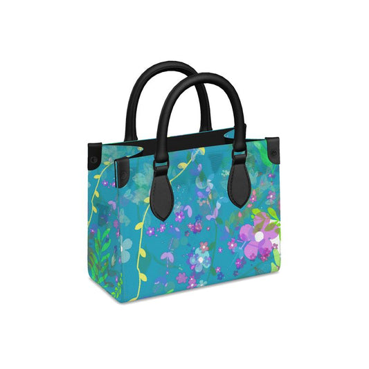 Teal Garden Leather Shopper Tote
