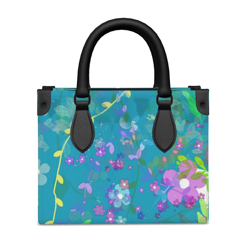 Teal Garden Leather Shopper Tote