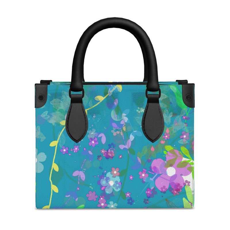 Teal Garden Leather Shopper Tote