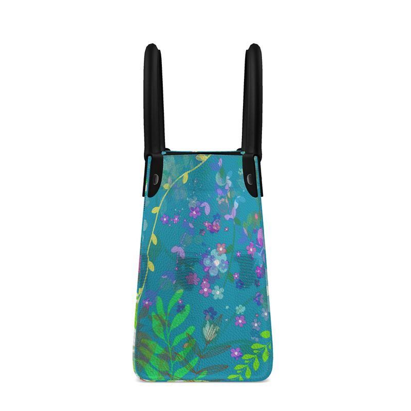 Teal Garden Leather Shopper Tote