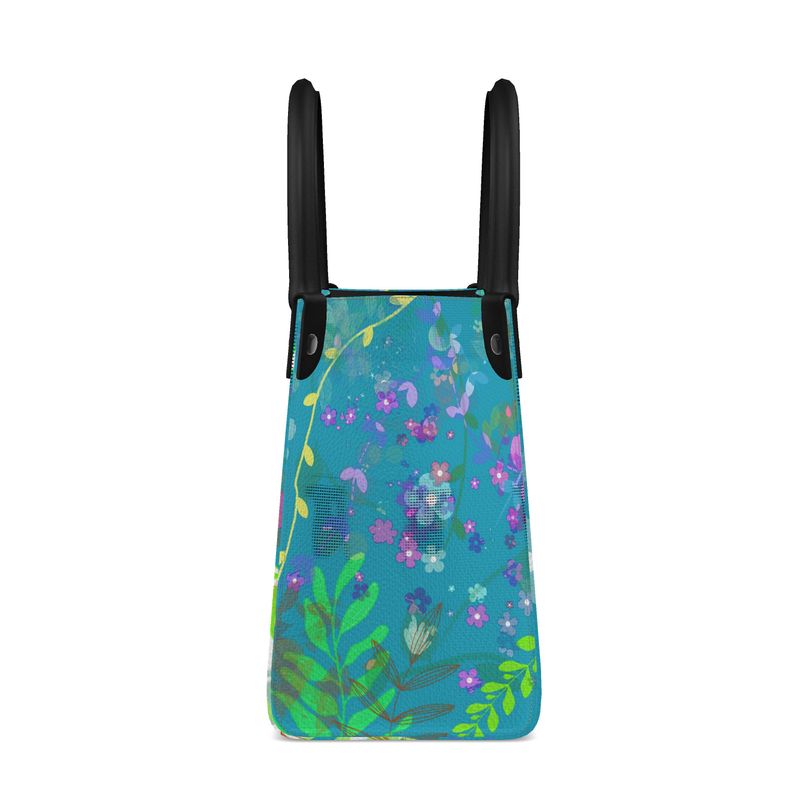 Teal Garden Leather Shopper Tote
