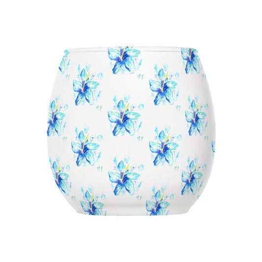Hibiscus in Blue - Glass Tealight Holder
