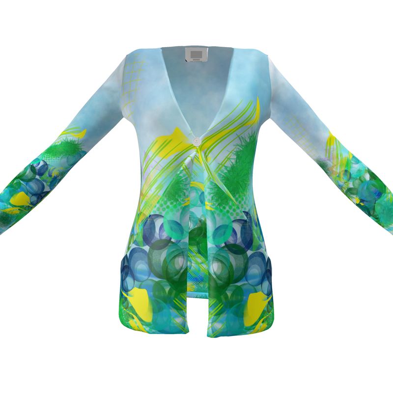 Botanical Skies Ladies Cardigan With Pockets