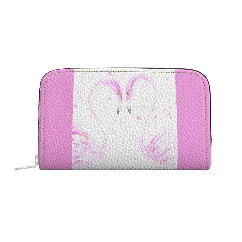 Flamingos in Love Leather Zip Wallet