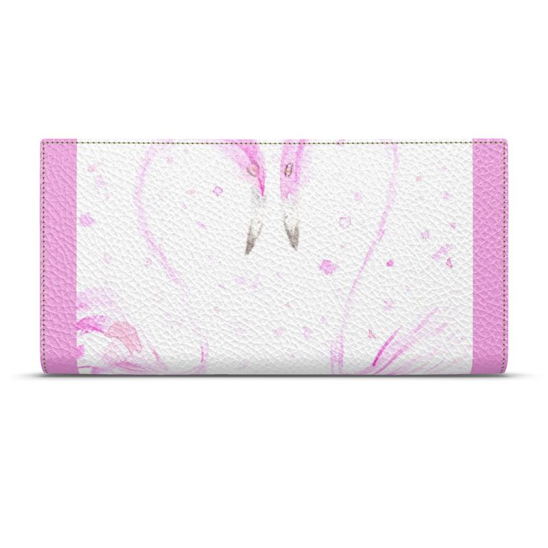 Flamingos in Love Leather Wallet