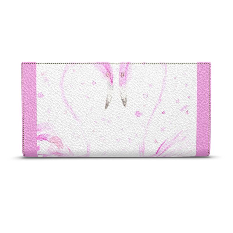 Flamingos in Love Leather Wallet