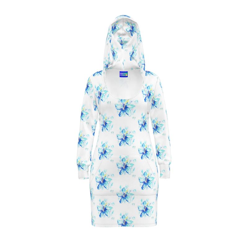 Blue Hibiscus Hoodie Dress