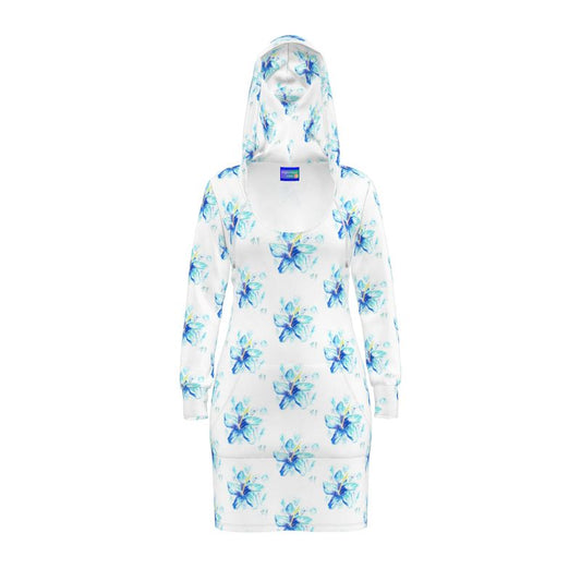 Blue Hibiscus Hoodie Dress