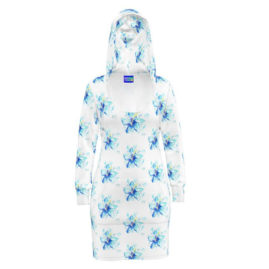 Blue Hibiscus Hoodie Dress