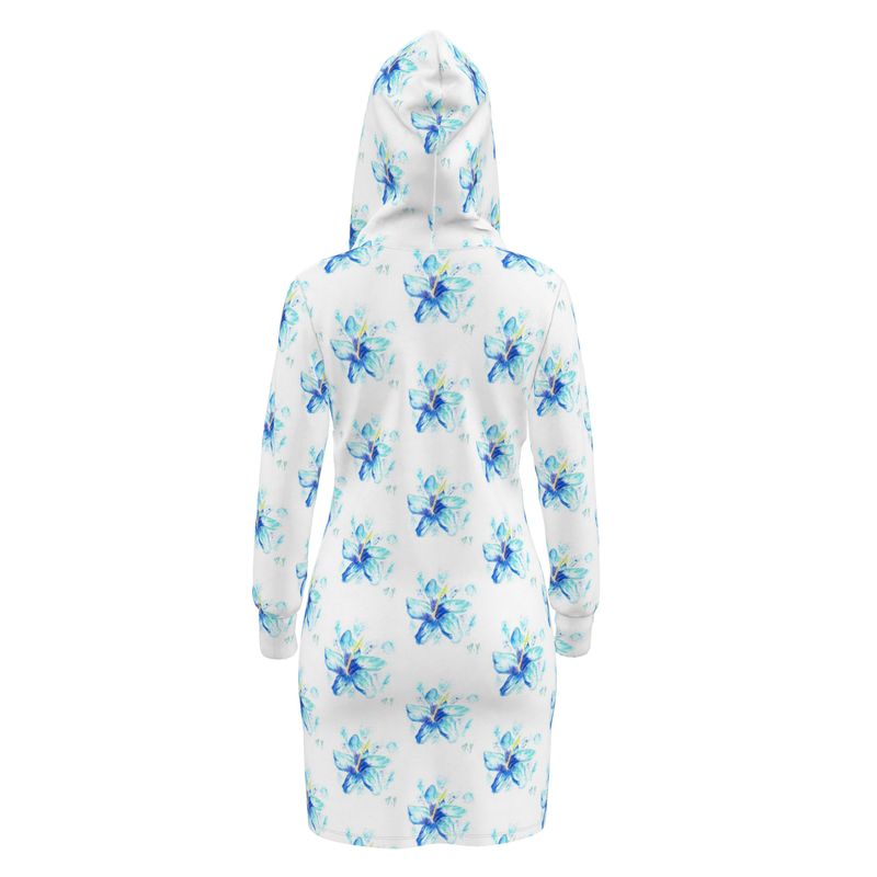 Blue Hibiscus Hoodie Dress
