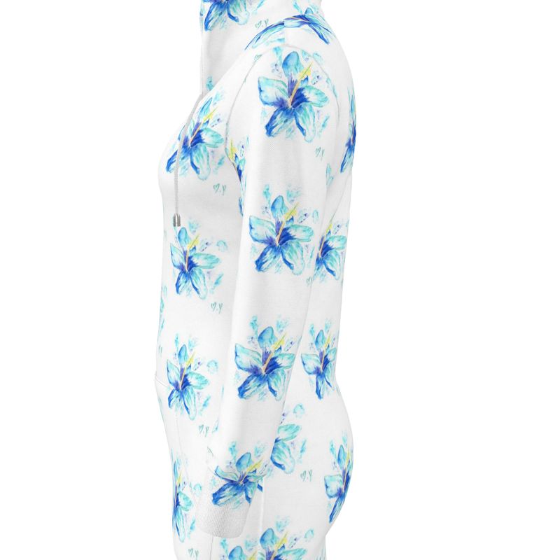 Blue Hibiscus Hoodie Dress