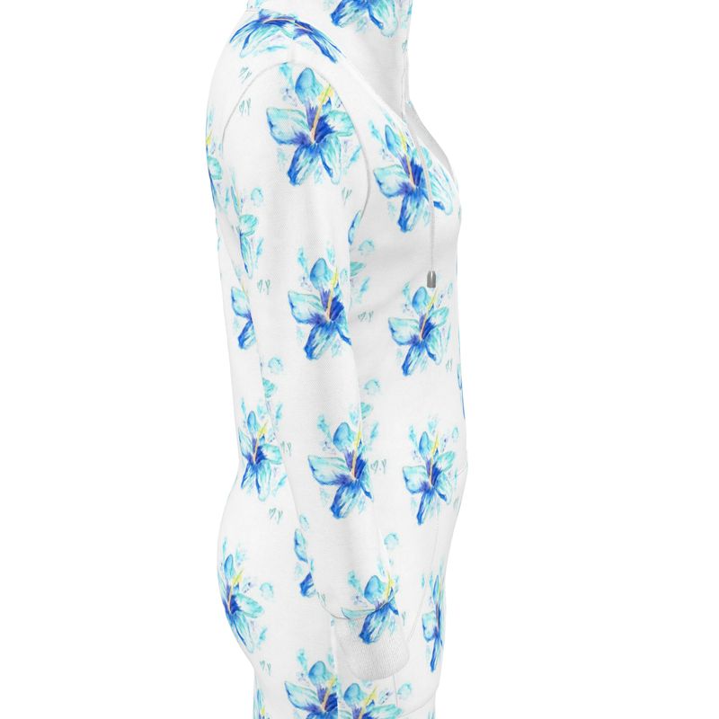 Blue Hibiscus Hoodie Dress