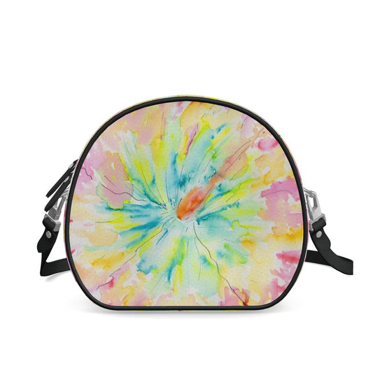 Hibiscus Love Round Leather Crossbody Purse