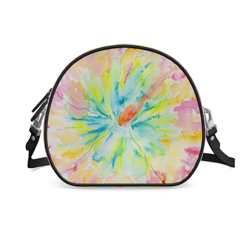Hibiscus Love Round Leather Crossbody Purse