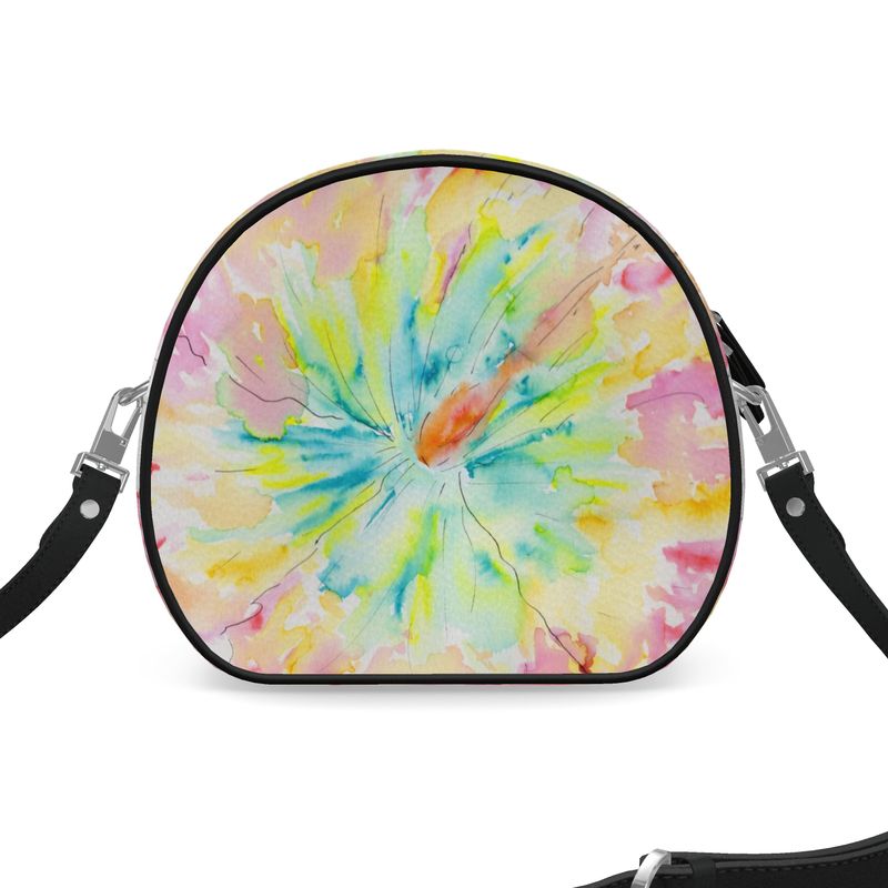 Hibiscus Love Round Leather Crossbody Purse