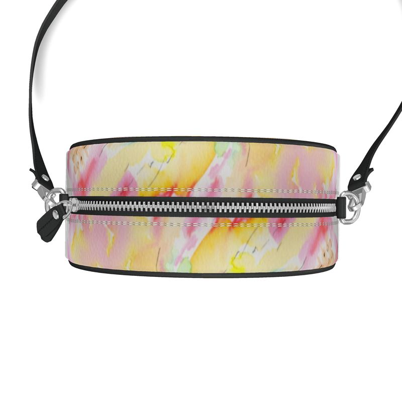 Hibiscus Love Round Leather Crossbody Purse