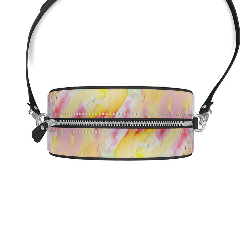 Hibiscus Love Round Leather Crossbody Purse