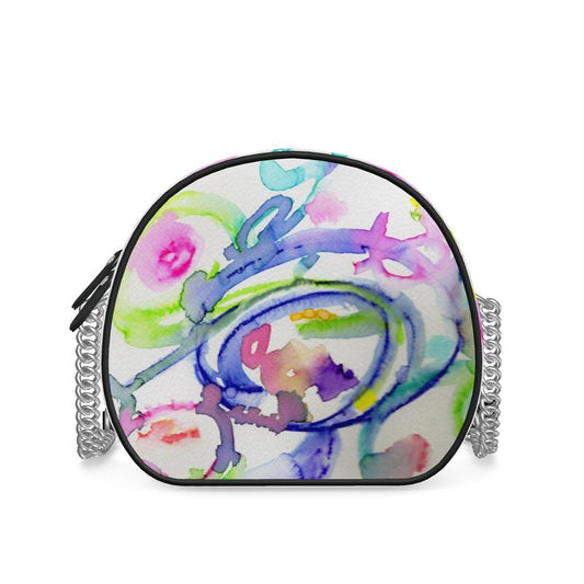 Neon Play - Round Leather Crossbody Bag