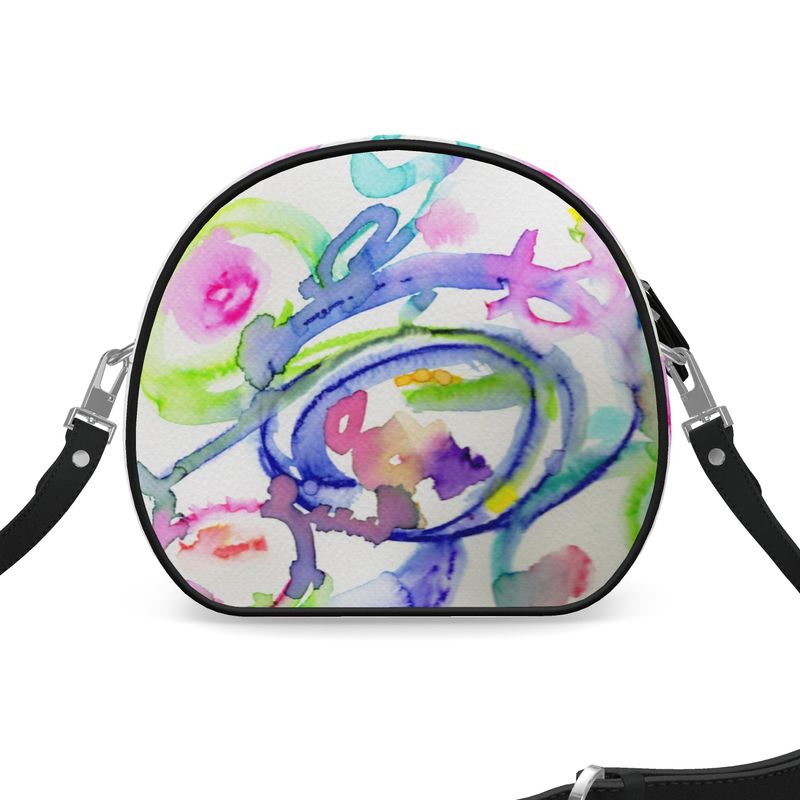 Watercolor Splash Leather Round Purse